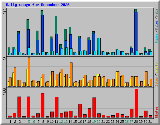 Daily usage for December 2020